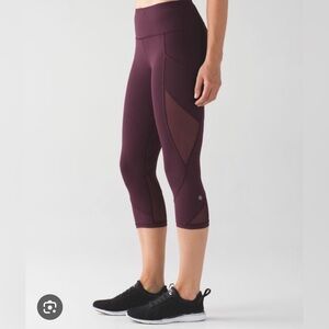 Lululemon Maroon Fast as Light Crop Leggings- Size 12
